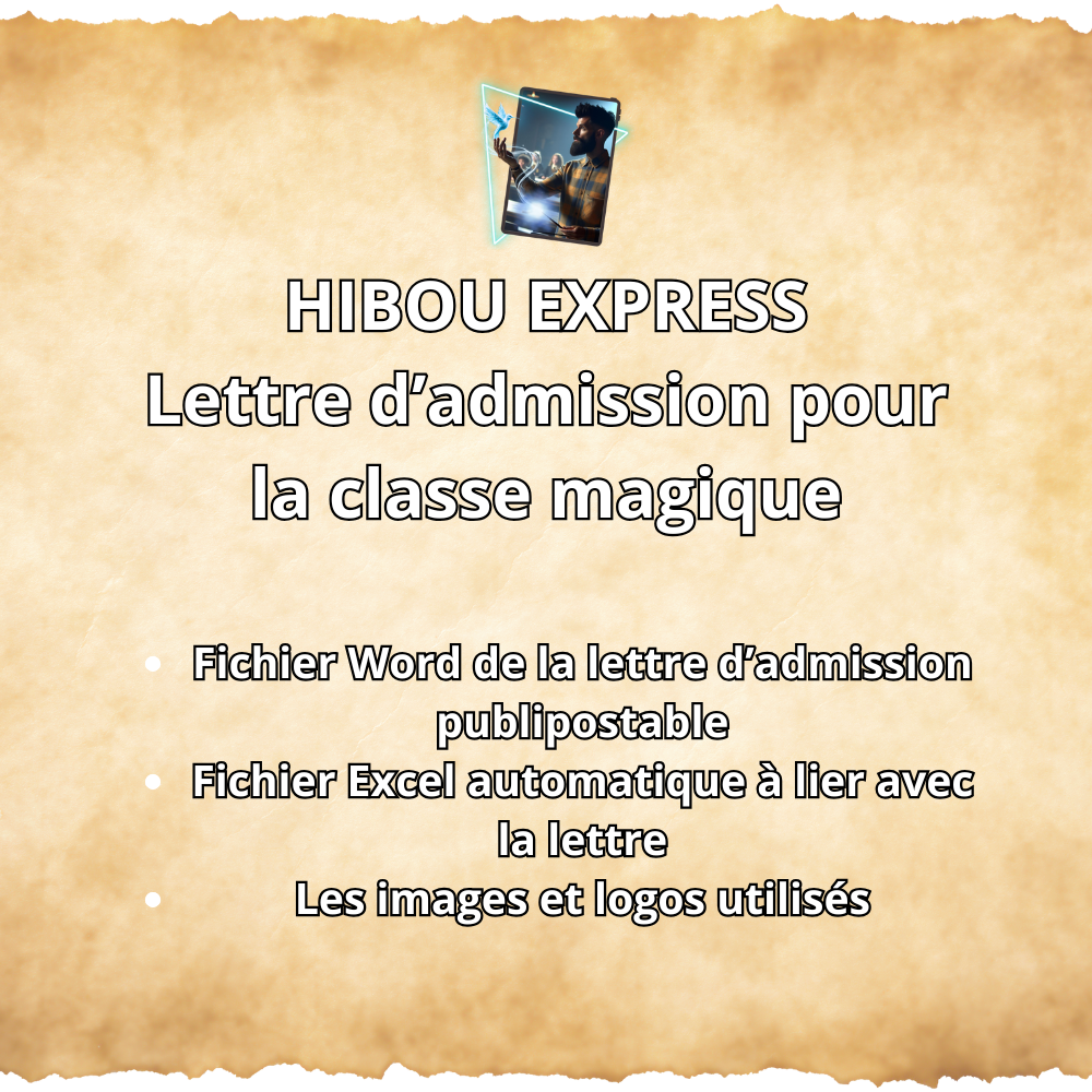 Lettre d'admission à la classe magique